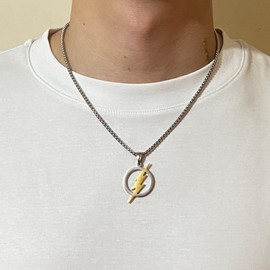 Tapp Collections 316L Stainless Steel Superhero Flash Lightning Bolt Pendant Necklace - Silver and Gold Color