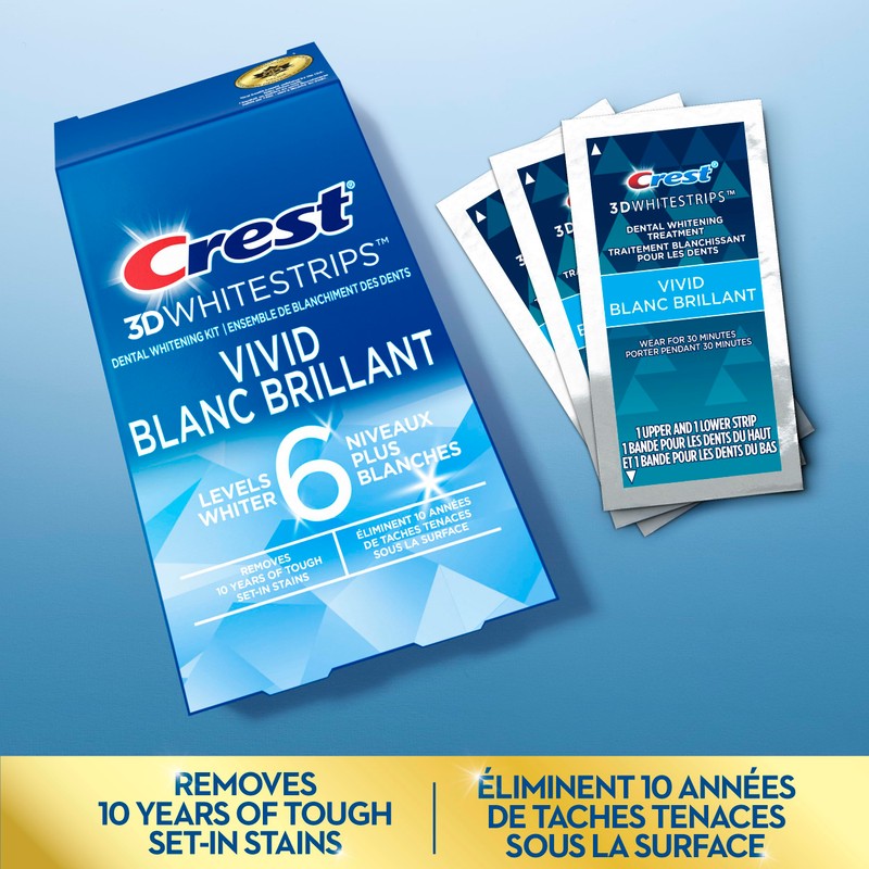 Crest 3D White Teeth Whitening Kit Whitestrips Classic Vivid 10
