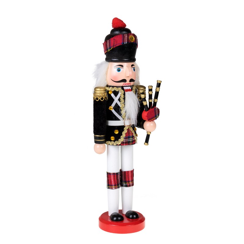 Clever Creations Platinum Scottish Bagpiper 14 Inch Traditional Wooden Nutcracker,