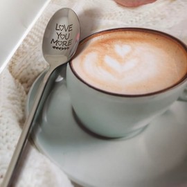 Love You More Gifts Spoon for Him Her Anniversary Birthday Gift for Girlfriend Boyfriend Christmas Valentine's Day Gifts for Husband Wife Coffeespoons for Daughter Spoon