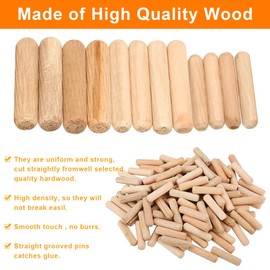 450 Pieces Wooden Dowels, Wooden Dowels Set, Beech Wood Dowels, Furniture Wooden Dowels, Wooden Dowels 6 mm 8 mm 10 mm, Wooden Round Dowel Connections for Furniture, Professional Carpenters, Wood