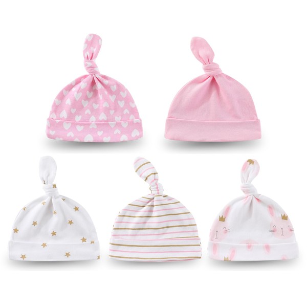 Ecojoy Newborn Baby 5 Hats and 5 Pairs Scratch-Resistant Mittens
