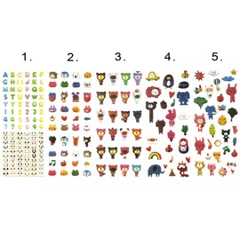 Wrapables Playful Puffy Stickers for Scrapbooking/Stationery/Diary & Album (Set of 5)