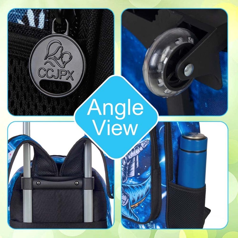 3PCS Rolling Backpack for Girls and Boys， Kids Unicorn Dinosaur