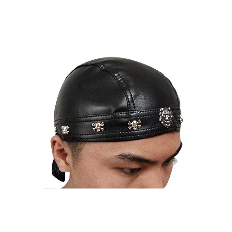 Faux Leather Biker Skull Cap Motorcycle Bandana Head Wrap Du
