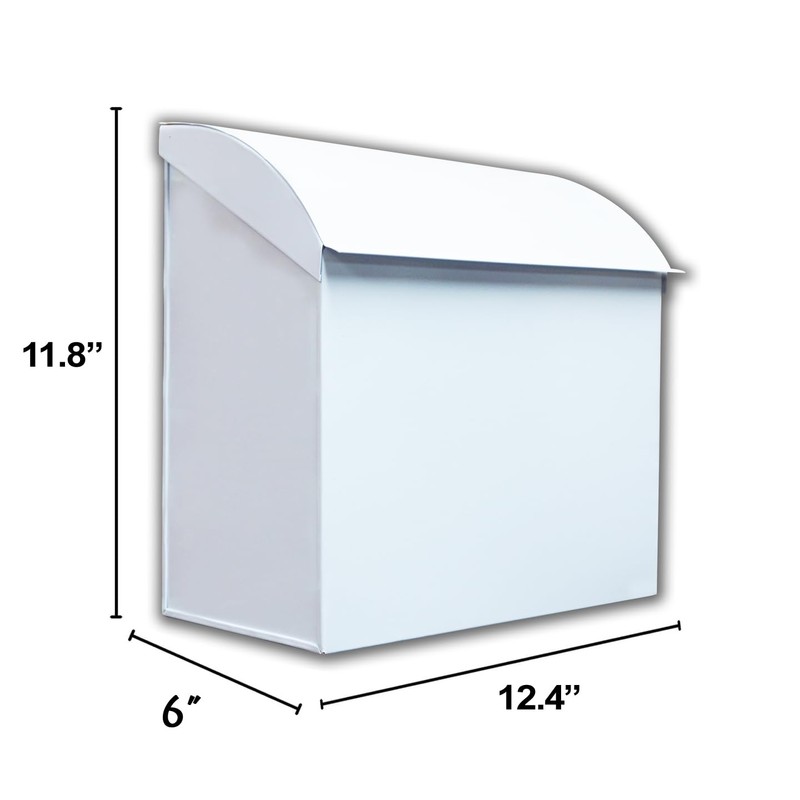 NACH Large Mailbox for House, 12.4”x7.1”x11.8 White Mailboxes for Outside,