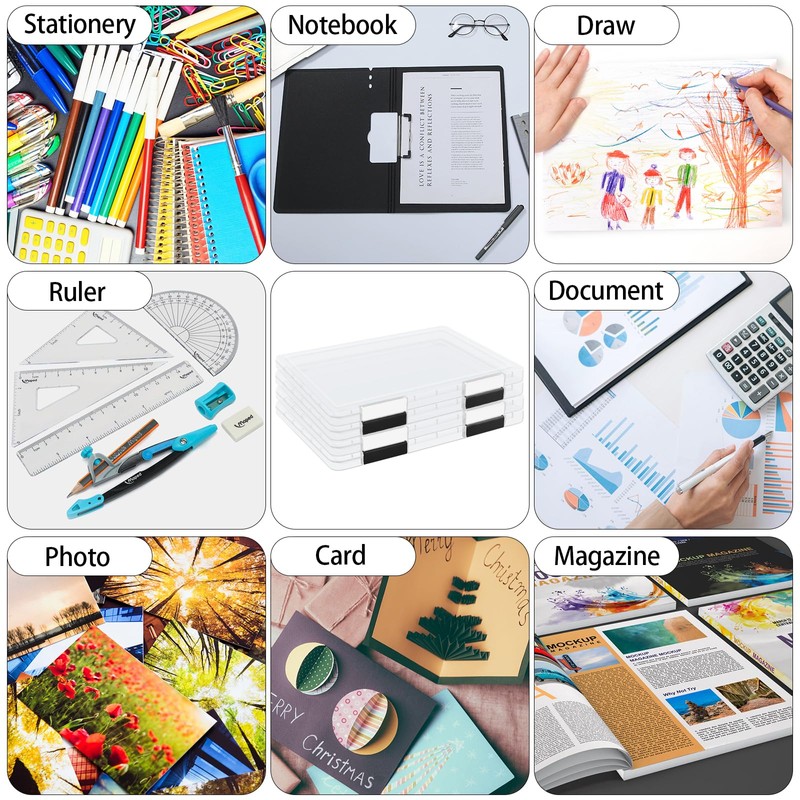 volumoon Pack of 4 A4 Document Box, Plastic Box with