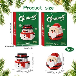 TSLBW Christmas Building Block Set, Santa Claus, Snowman, Christmas Tree, Penguin, Building Block Toy, Christmas Decoration, Party Favours (Santa Claus + Snowman)