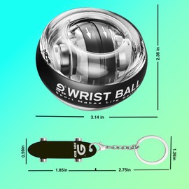 JIN BD Wrist Training Ball, self-Starting gyro Forearm Exerciser Power Ball and Finger Slide Combination Pack for strengthening arms, Fingers, Bones and Muscles.(Black Without LED Light Combination)