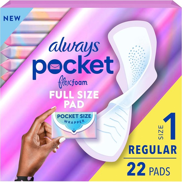 Always Pocket Feminine Pads for Women with FlexFoam, Size 1,