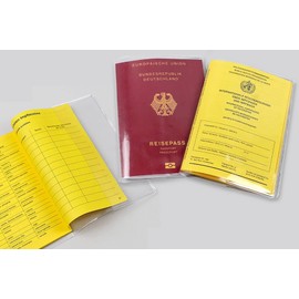 mtb more energy® 1 x cover for vaccination card, open, transparent, vaccination certificate cover, transparent protective cover