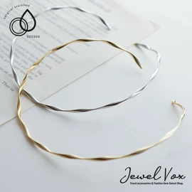 [Jewel Box] JewelVOX Choker Necklace, Women's, Surgical Stainless Steel, Metal, Hypoallergenic, Wave, Adult, No Gemstones