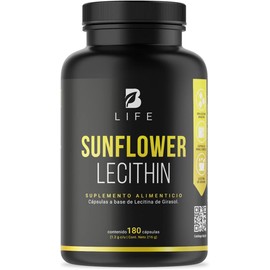 Lecitina de Girasol 180 Cápsulas Blandas 1200 mg. Ingredientes naturales. Sunflower Lecithin B Life