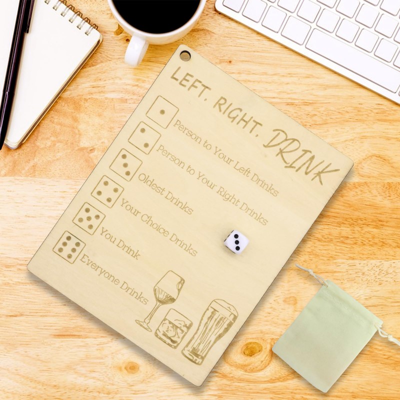 DOWNDRIFT Left Right Drink Drinking Game, Fun Dice Plates and