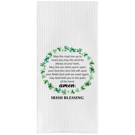 DOTAIN Irish Blessing St Patrick's Day Kitchen Towels, Irish Gifts Hand Towels, Lucky Shamrock St Patrick's Day Dish Towels, St Patrick's Day Bathroom Kitchen Decor, Irish Home Decor, 16x24 Inch