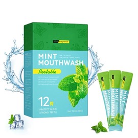 NBGRLVS Strong Mint Mouthwash Alcohol Free, Mouth Wash for Adults, TSA Approved Mouthwash Bulk, Travel Mouthwash Prevents Cavities, Fluoride Free, Fresh Mint (0.34 Fl Oz (Pack of 20) - Flavor: Mint, Specification: 20Pcs/box