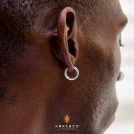 KRKC&CO Aretes Hombre, Arracadas de Plata S925 Chapado en Oro, Pendientes de Oro 14K, Aretes Diamante para Mujer, Joyería Acero Inoxidable (A-15mm Oro Blanco)