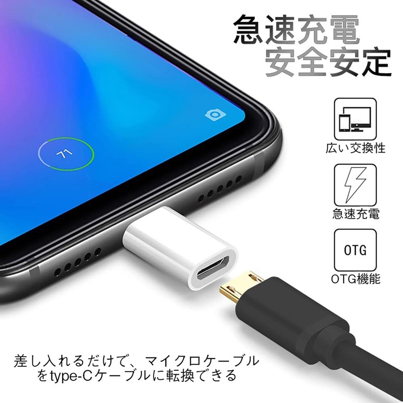 RuiMi Micro USB to Type C Converter Adapter, Fast Charging/Data