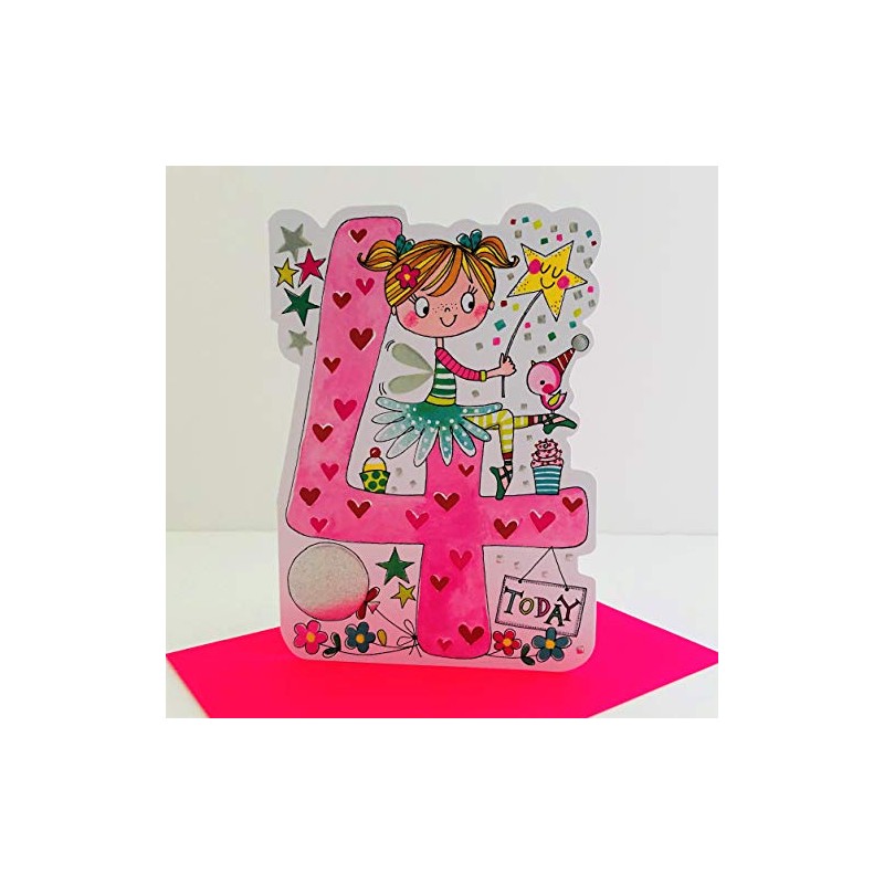 Rachel Ellen Girl Age 4 Today Fairy Birthday Card