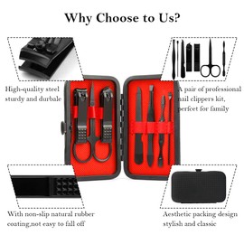 Manicure Set, Nail Clipper Kit, Nail Clipper Set, Nail Care Kit,8 In 1 Professional Manicure Kit Personal Care, Stainless Steel Facial Pedicure Care Tool, Grooming Kit Gifts for Men Women Black