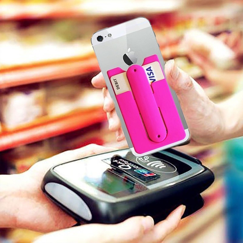 2Pack Card Holder With Cell Phone Stand, Wallet, Stick On