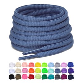 Puzeam 2 Pairs Oval Athletic Shoelaces 30 Colors 1/4" Half Round Shoe Laces for Sneakers - Blue Gray 80
