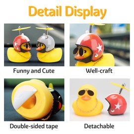 Wonuu Rubber Duck Toy Car Ornaments - Yellow Duck Car Dashboard Decorations with Cool Glasses, Propeller Helmet (Red Hat White Star)