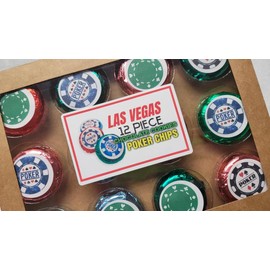 Las Vegas Casino Chocolate Cookie Gift Set 12 pc Casino playing Chips