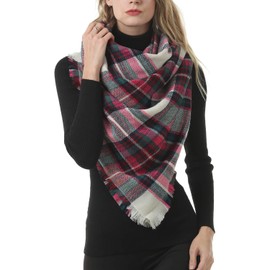 Zando Soft Warm Tartan Plaid Scarf Shawl Cape Blanket Scarves Cashmere Blanket Fashion Wrap Green Rose Tartan Scarf