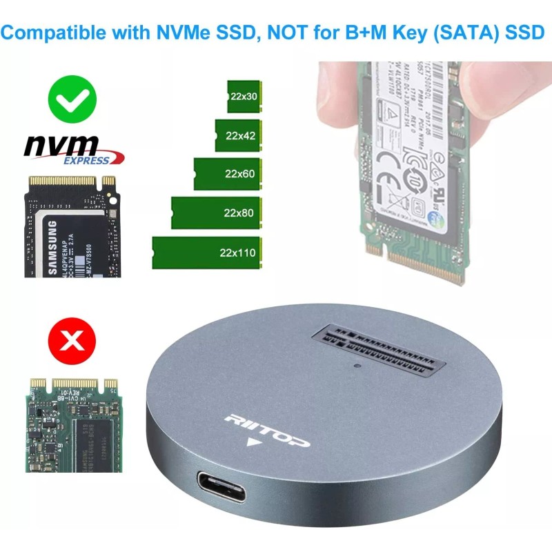 RIITOP M.2 NVMe SSD to USB C 3.1 Docking Adapter