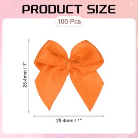 PATIKIL 1 Inch Mini Ribbon Bow 100 Pcs Satin Fabric Ribbon Flower Bows Appliques for DIY Craft Sewing Wedding Party Decoration, Orange