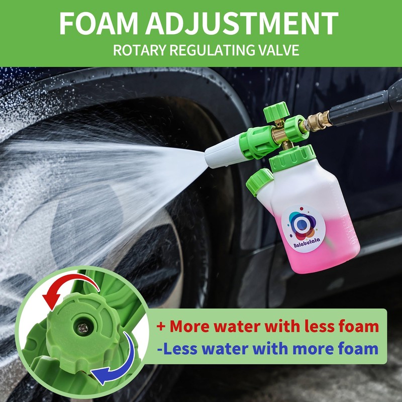 Foam Cannon for Pressure Washer with Dual Connector, Balabulala Car