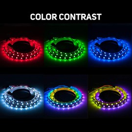 BTF-LIGHTING WS2812E ECO RGB Alloy Wires 5050SMD Individual Addressable 3.3FT 60Pixels/m Flexible Black PCB Full Color LED Pixel Strip Dream Color IP30 Non-Waterproof DIY Project Only DC5V(Only Strip)