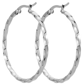 BONNYBIRD® BonnyFly Premium Hoop Earrings for Women, Made of Surgical Steel in Silver, Gold and Rose Gold, 100% Waterproof and Skin-Friendly (40 mm), Stainless Steel, Not applicable