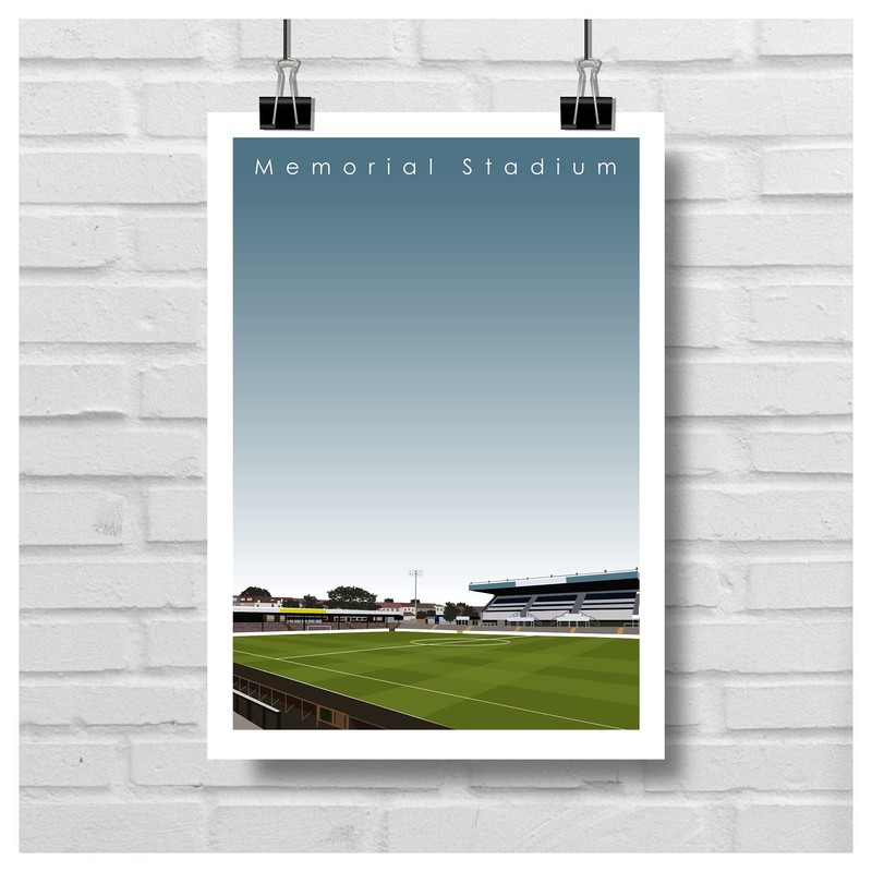 GroundDesigns BRISTOL ROVERS Football Gift MEMORIAL STADIUM Art Unframed A3