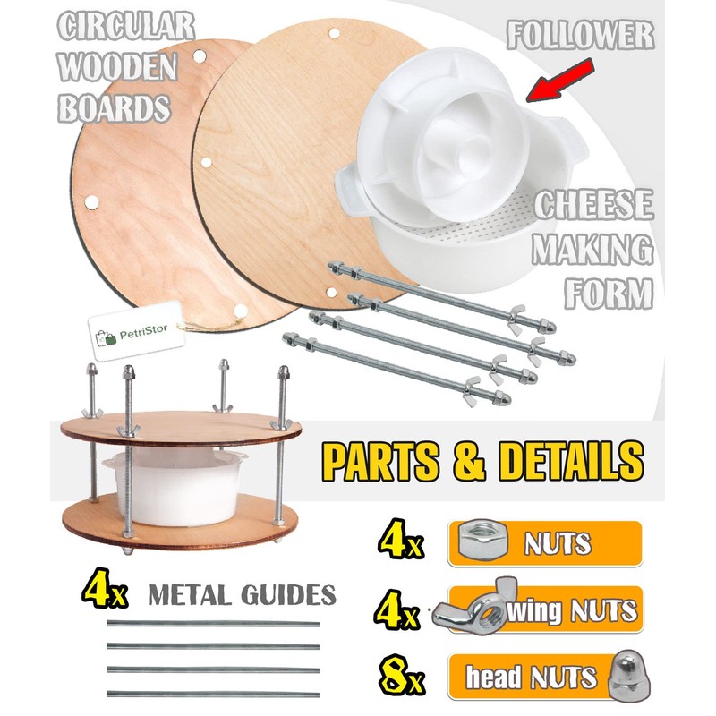 Wooden cheese press diameter 11.2 in and 1 cheese making