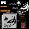 FINGERINSPIRE Flames Car Stencils with a Paint Brush 11.8x11.8Inch Fire