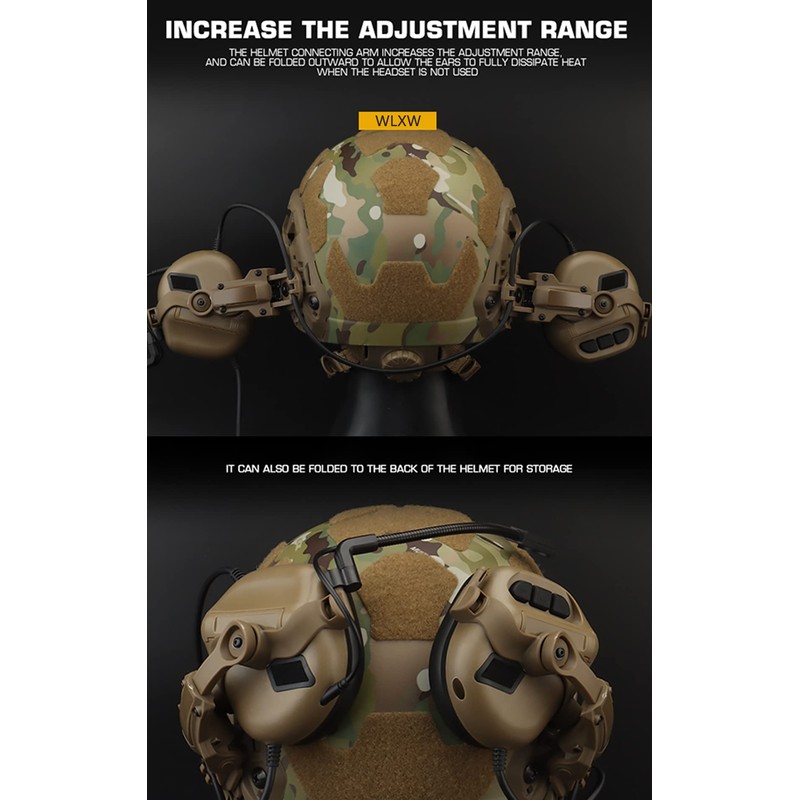 Multi-Angle Rotation Tactical Helmet Rail Adapter for Tactical Headset Fit
