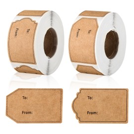 600 Pcs Christmas Gift Tag Stickers for Presents, 1.2"x2" Christmas Labels Stickers, Natural Brown Kraft to from Adhesive Gift Name Labels Stickers, Holiday Gift Tags Present Labels (600)