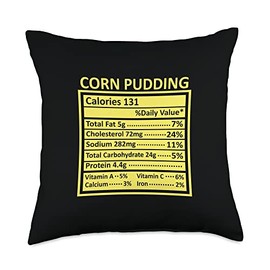 Nutritional Facts Labels Thanksgiving Gifts Store Thanksgiving Christmas Funny Corn Pudding Nutrition Facts Throw Pillow, 18x18, Multicolor