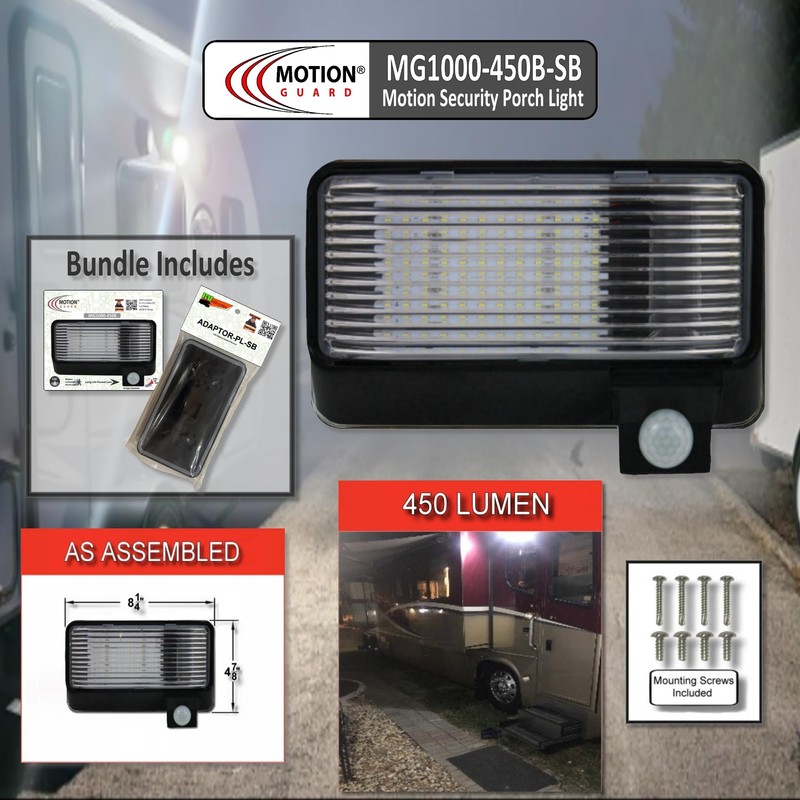 MOTION-GUARD, MG1000-450B-SB, RV Exterior Mounted Bright LED Motion Sensor Porch