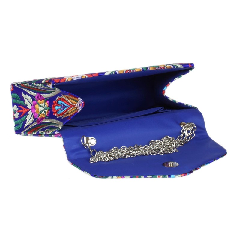 Girly Handbags Ladies Baroque Flower Clutch Bag, royal