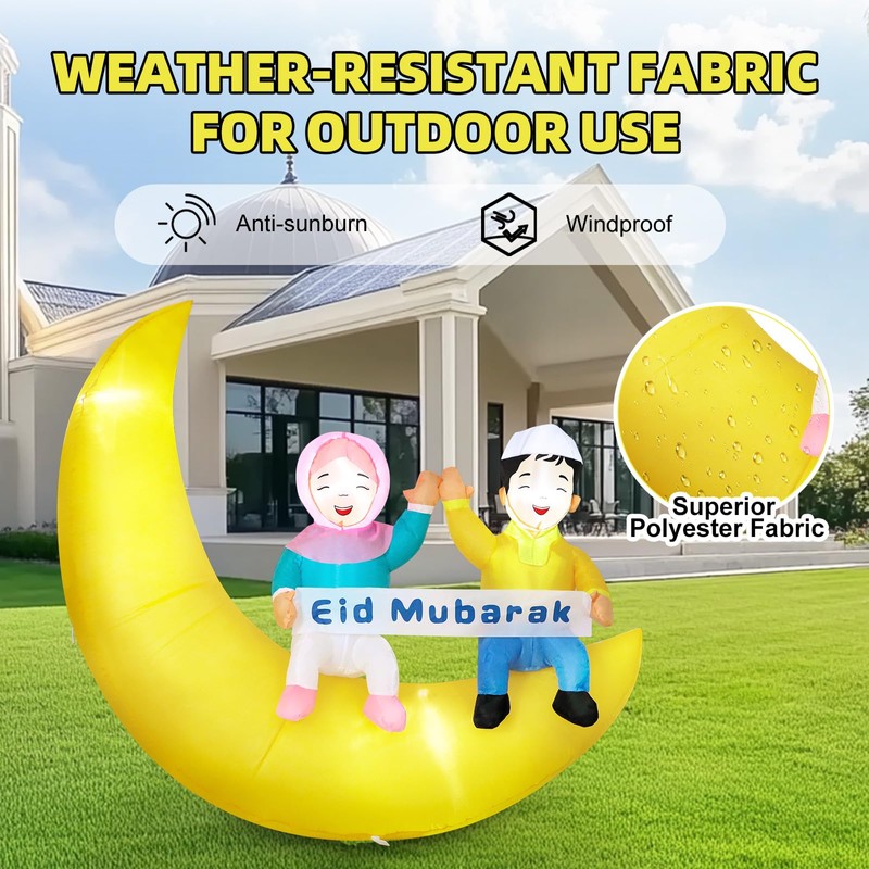 Dawdix 5FT Ramadan & Eid Mubarak Inflatable Decorations with LED