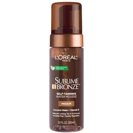 L'Oreal Paris Skincare Sublime - Mousse de agua hidratante de bronce, secado rápido, autobronceador sin rayas para bronceado de aspecto natural, 5 onzas líquidas
