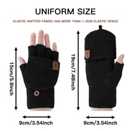 BLURBE Women Fingerless Gloves - Winter Warm Convertible Fingerless Mittens Ladies Wool Knitted Half-Finger Gloves Hand Warmer FingerIess Heated Gloves for Women Girls Outdoor Sports Gifts UK