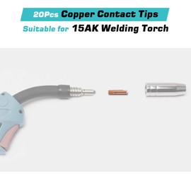 Mig Mag Welding Device, Welding Nozzles, Welding Contact Tips, Power Nozzle, 20 Pieces, Copper Contact Tip for 15AK MIG/MAG Welding Torch, Accessories, Wear Parts (20 Pieces 1.0 mm)
