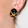 Kenneth Jay Lane Black Enamel Button Clip-On Earrings - Bow