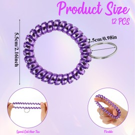 BOHUIZ 12 Pack Colorful Wrist Coil Keychain Wristband Spiral Key Chain Spring Spiral Wrist KeyRing Bracelet Badge Holders Key Holder for Sauna Pool Gym ID Badge and Outdoor Sports