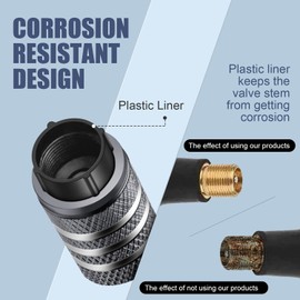 Tire Valve Stem Cap Cover - (5 Pack) Tire Air Cap Metal with Plastic Liner Corrosion Resistant Leak-Proof Rock and Roll for Car Truck Motorcycle Bike Grey