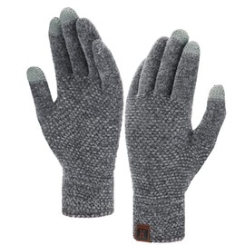 Womens Winter Touchscreen Gloves for Cold Weather, Chenille Warm Cable Knit Elastic Cuff Texting Thermal Gloves for Driving